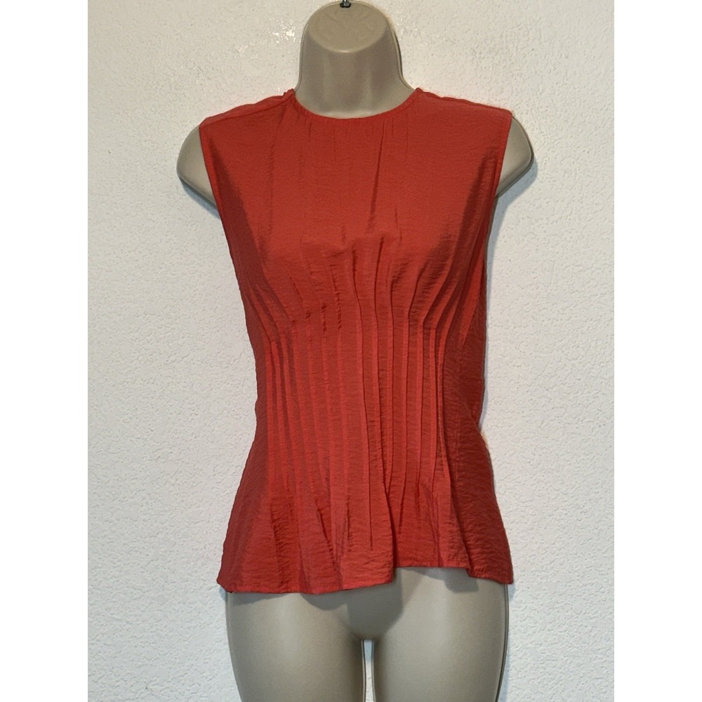 NWT Anthropologie‎ Womens Coral Orange Red Sleeveless Blouse Shirt Size XS